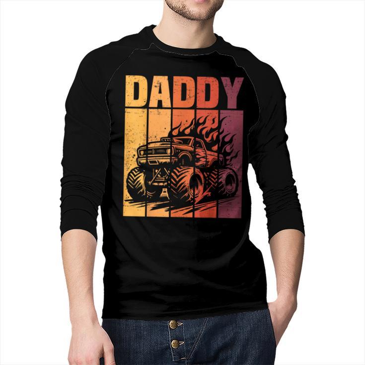 Retro Monster Truck Daddy Matching Family Birthday Party Men Baseball Raglan Shirt
