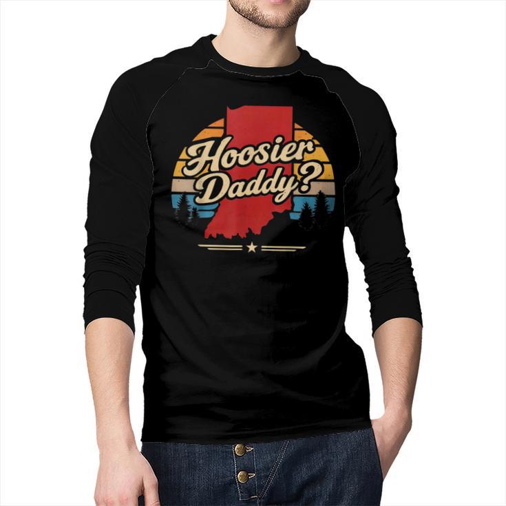 Retro Vintage US States Hoosier Daddy State Outline Desig Men Baseball Raglan Shirt