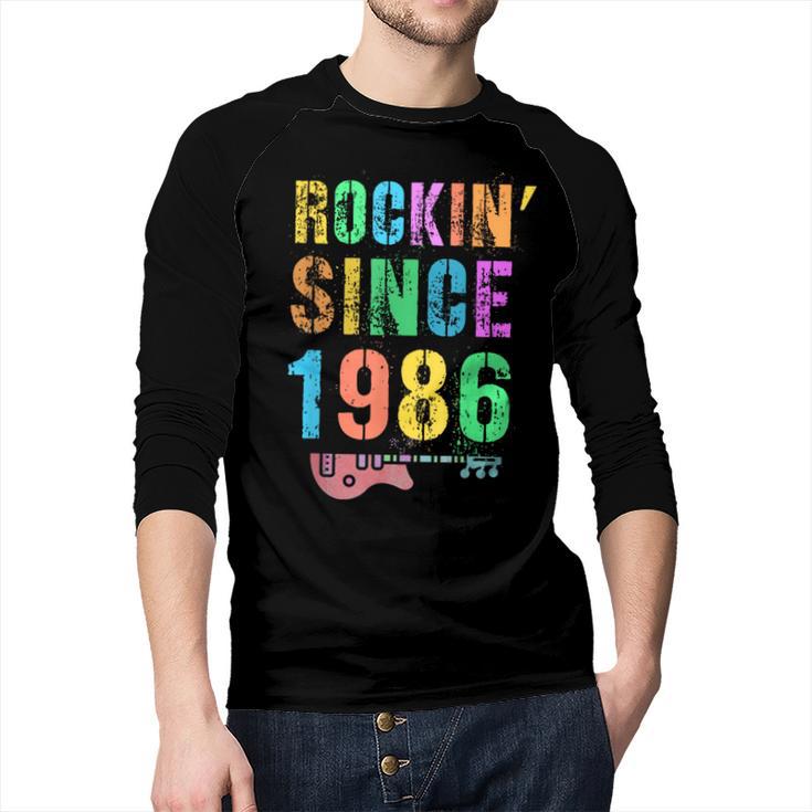 Rockin' Since 1986 Vintage Rockstar 40th Birthday Mom Dad 40 Men Baseball Raglan Shirt