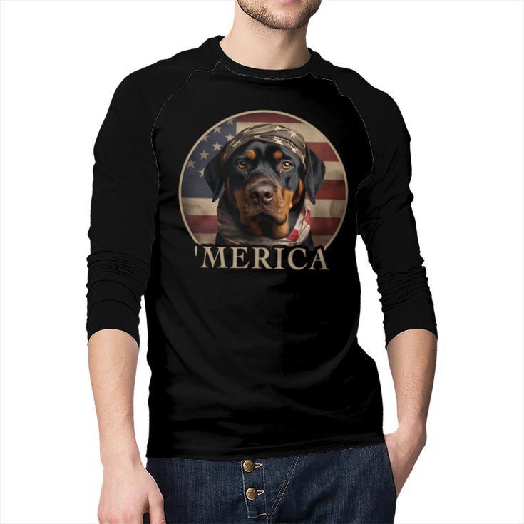 Rottie Dog Mom Dad 'Merica Rottweiler Men Baseball Raglan Shirt