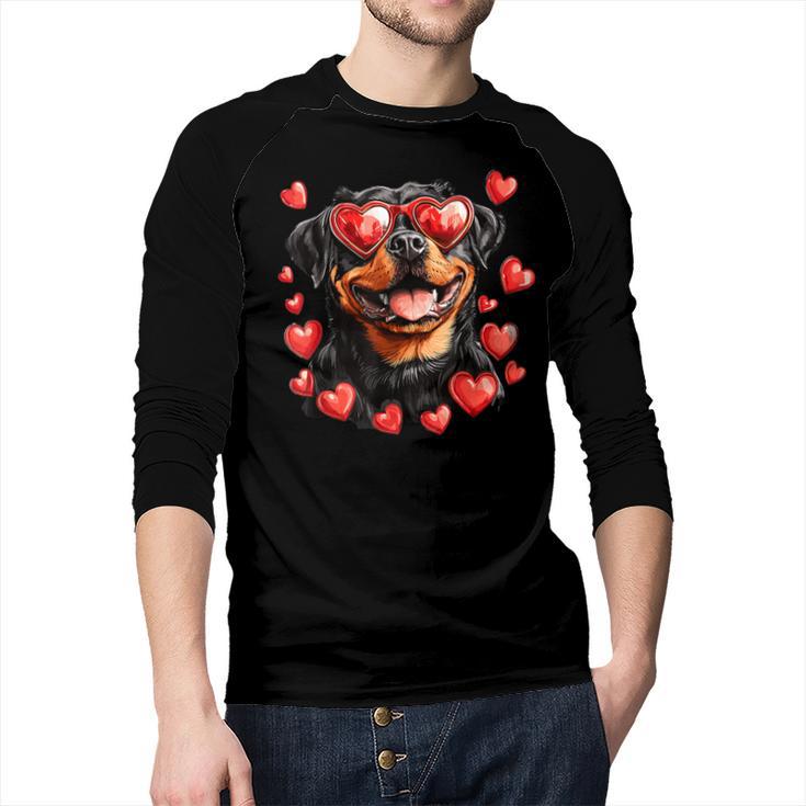 Rottweiler Heart Glasses Cute Rottie Dog Lover Mom Dad Kids Men Baseball Raglan Shirt