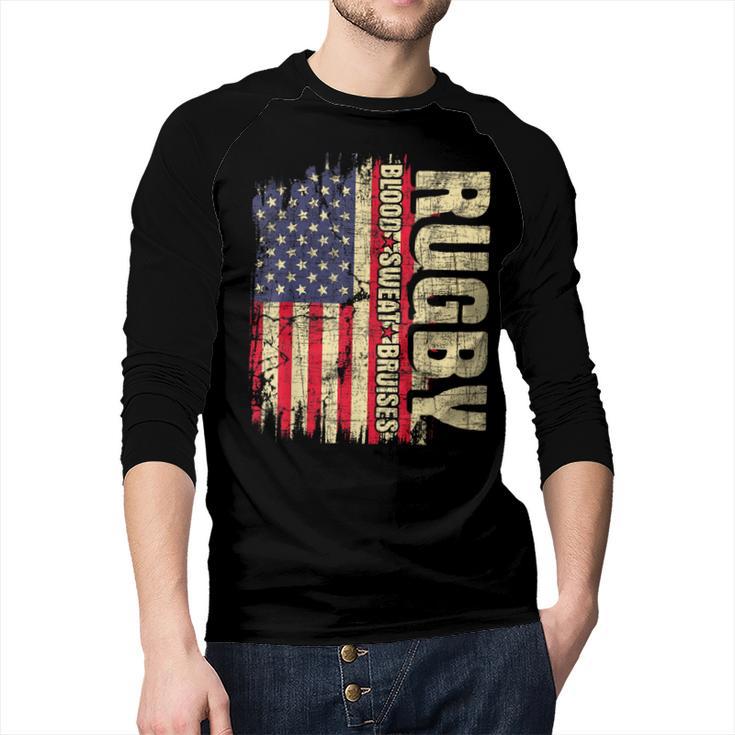 Rugby Blood Sweat Bruises Rugby Player Coach Dad Mom Men Baseball Raglan Shirt