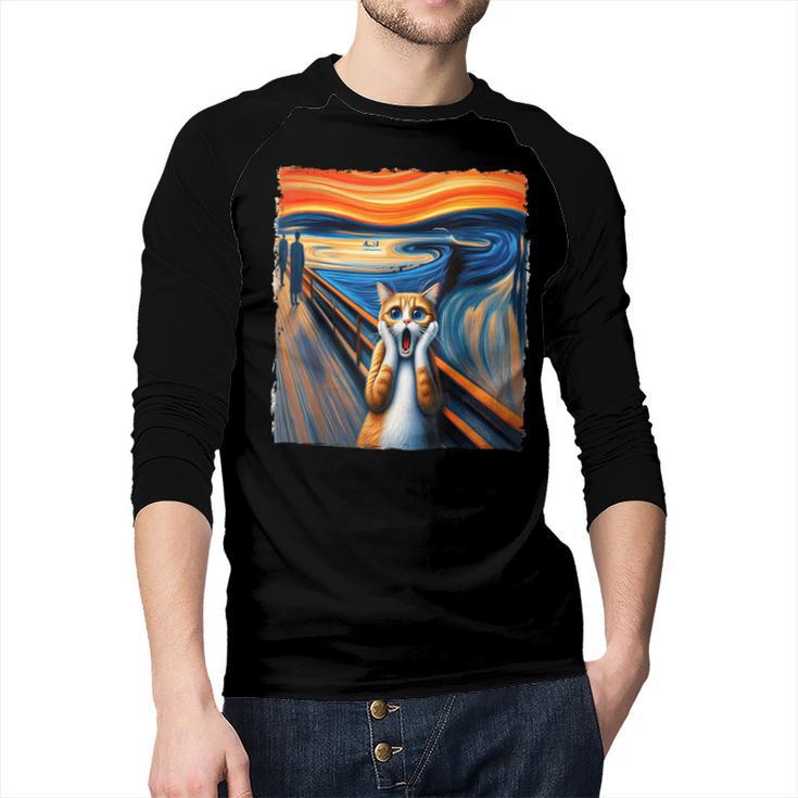The Scream Cat Parody For Kitty Cat Lover Cat Mom Cat Dad Men Baseball Raglan Shirt