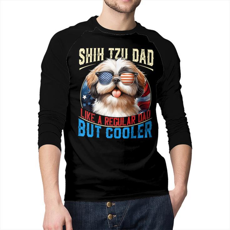 Shih Tzu Dad Like A Regular Dad But Cooler Dog Father's Day Men Baseball Raglan Shirt