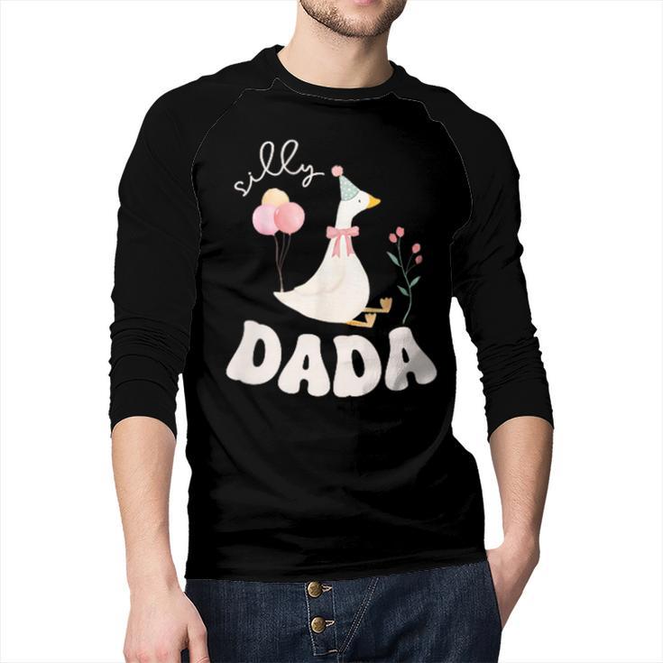 Silly Dada Silly Goose Dad Birthday Family Matching Party Men Baseball Raglan Shirt
