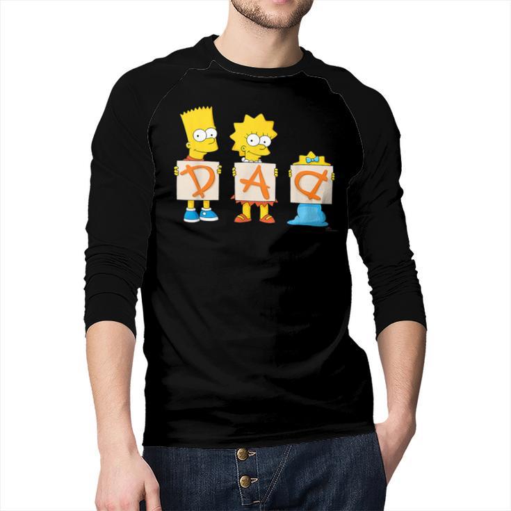 The Simpsons Father's Day Bart Lisa Maggie Dad Birthday Men Baseball Raglan Shirt
