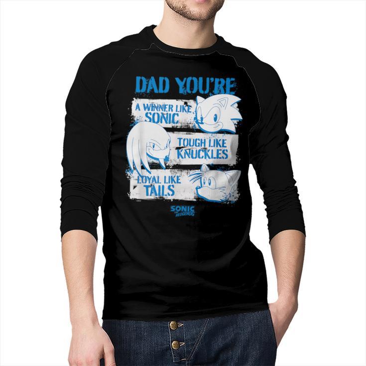 Sonic The Hedgehog Father's Day Dad Qualities Distressed Men Baseball Raglan Shirt