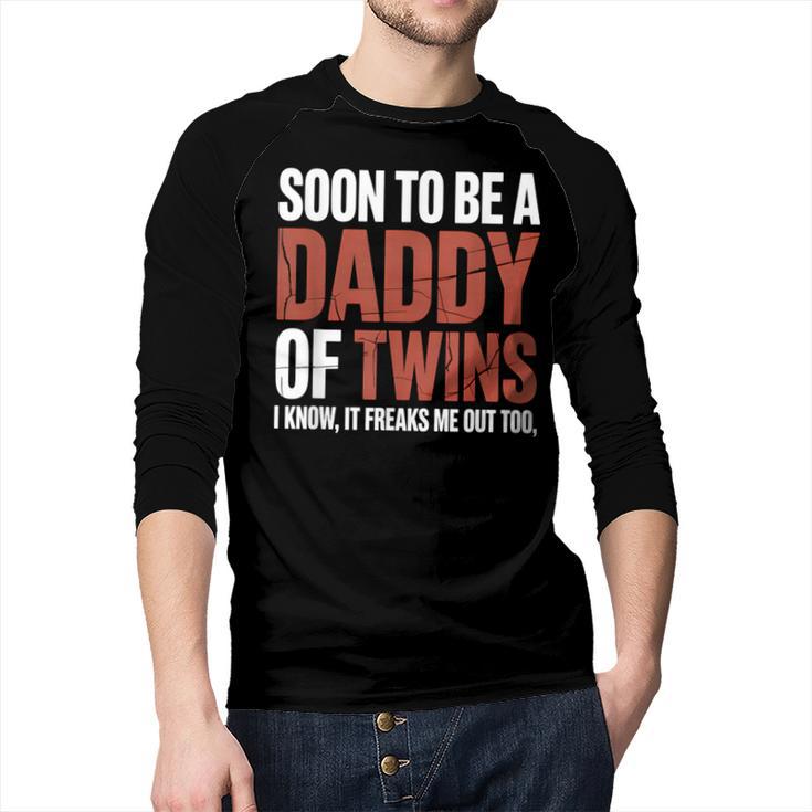Soon To Be Dad Twins Fatherhood Pregnancy Announcement New D Men Baseball Raglan Shirt