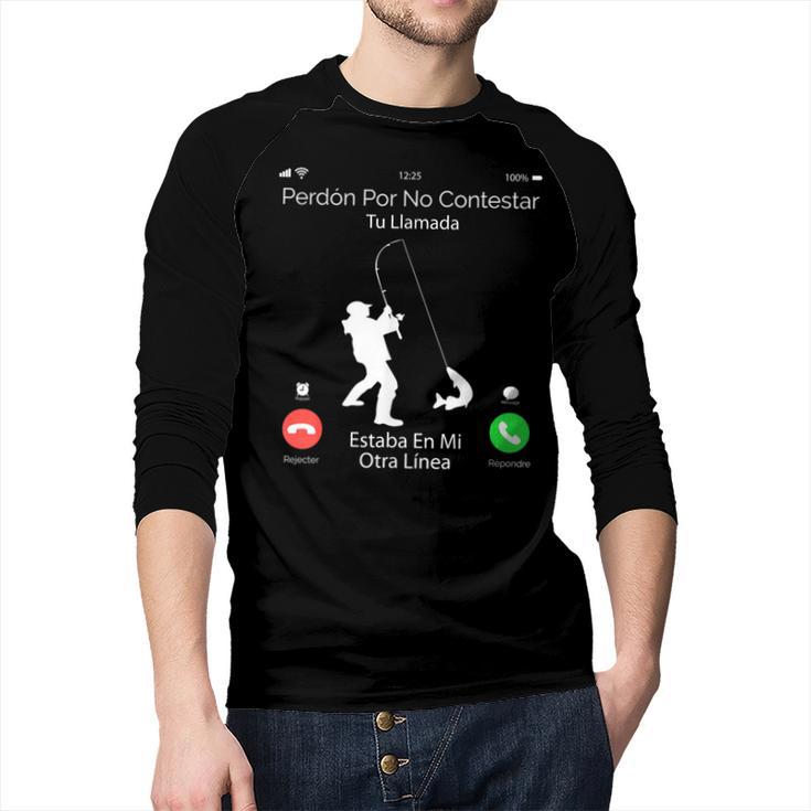 Sorry Missed Call  Fisher Dad In Spanish Men Baseball Raglan Shirt