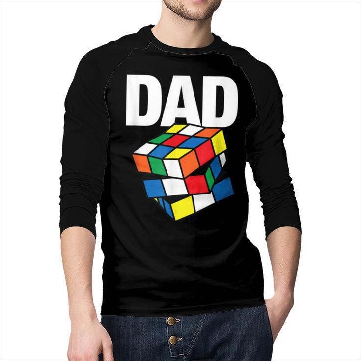 Speed Cubing Dad Puzzle Cuber Cube Kids Men Baseball Raglan Shirt