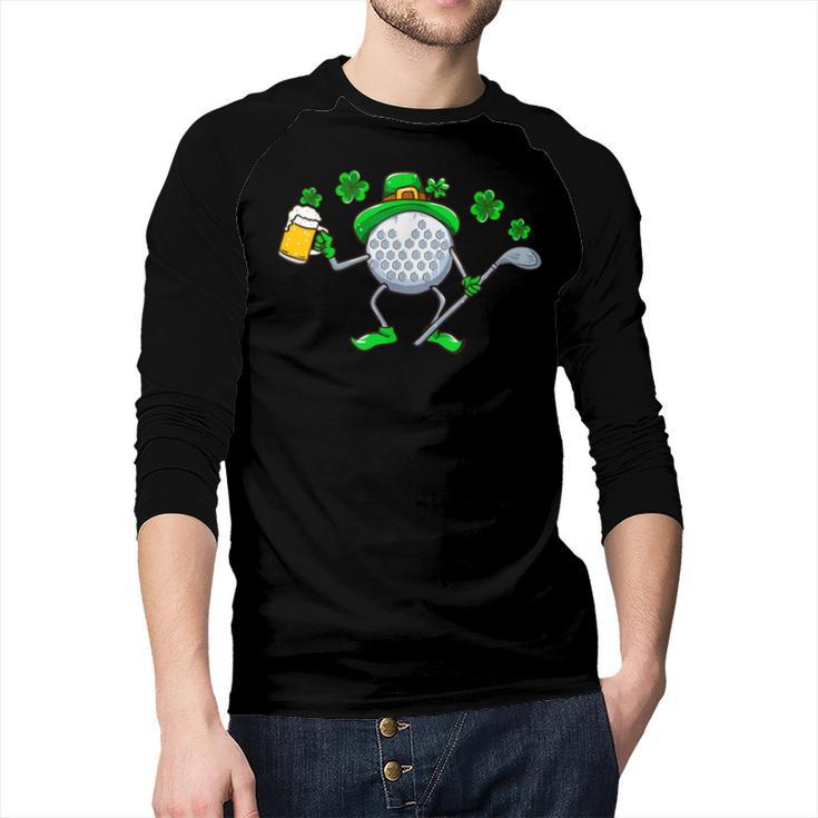 St Patricks Day Golf Golfing Irish Golfer Beer Humor Men Dad Men Baseball Raglan Shirt
