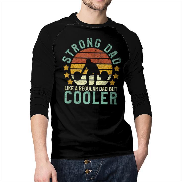 Strong Dad Workout Weight Lifting Father's Day Men Baseball Raglan Shirt