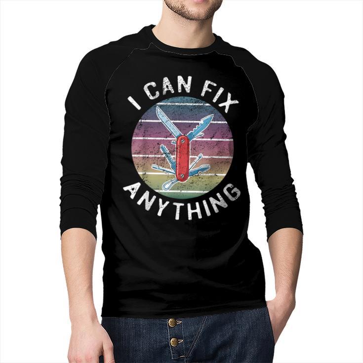 Swiss Army Knife DIY Dad Fathers Day Fix Anything Handyman Men Baseball Raglan Shirt