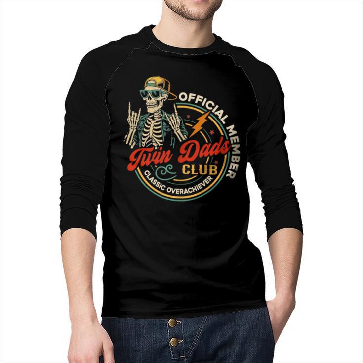 Twin Dad Club Dad Of Twins Skeleton Father's Day Men Baseball Raglan Shirt