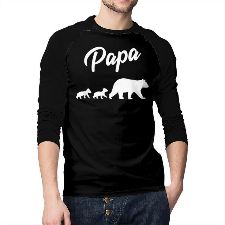 Twin Dad Papa Bear Two Cubs 2 Kids Men Baseball Raglan Shirt