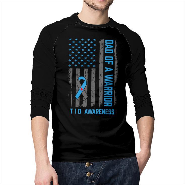 Type 1 Diabetes Awareness T1D Dad Of Warrior Type 1 Diabetic Men Baseball Raglan Shirt