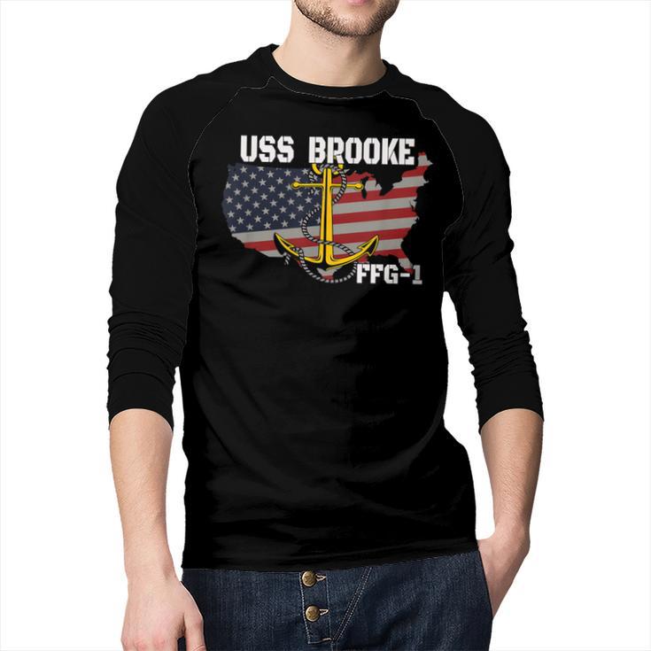 USS Brooke FFG-1 Frigate Veterans Day Son Father Grandpa Dad Men Baseball Raglan Shirt