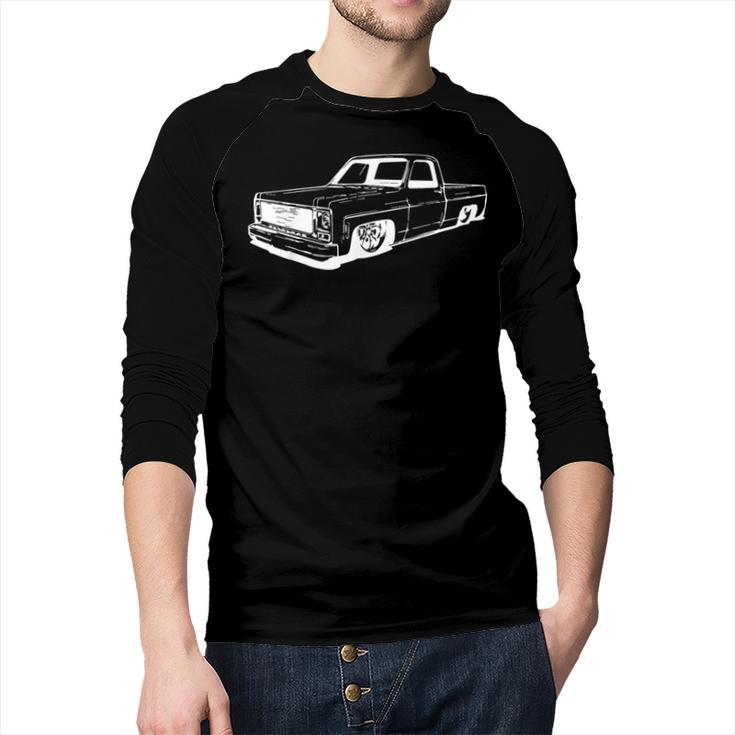 Vintage 73-87 Mini C10 Truck Slammed Graphic Dad Gag Father Men Baseball Raglan Shirt