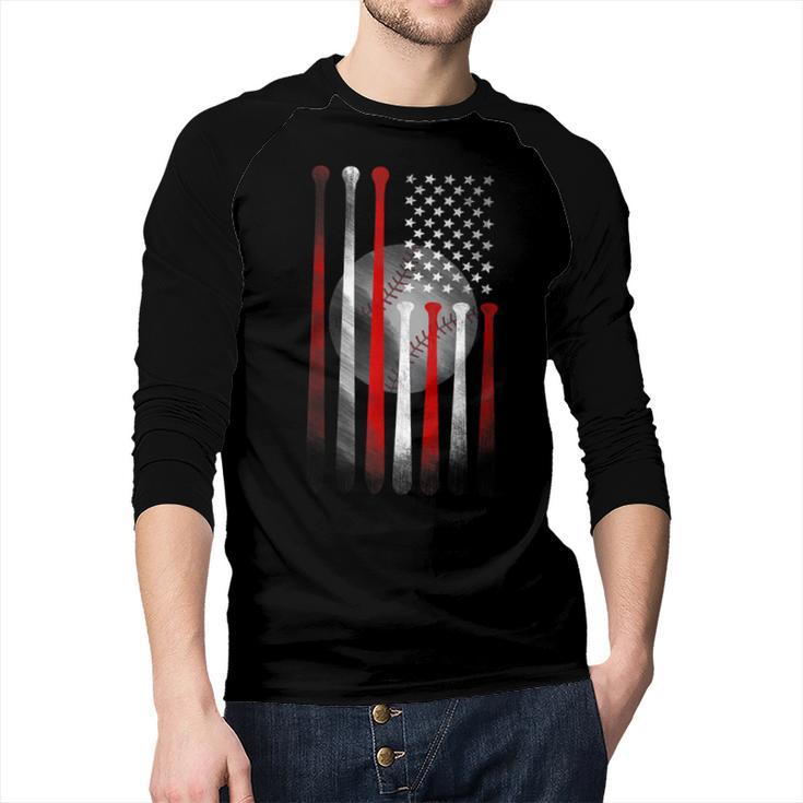 Vintage Baseball American Flag Classic Fit Tee For Dad And Mom Men Baseball Raglan Shirt