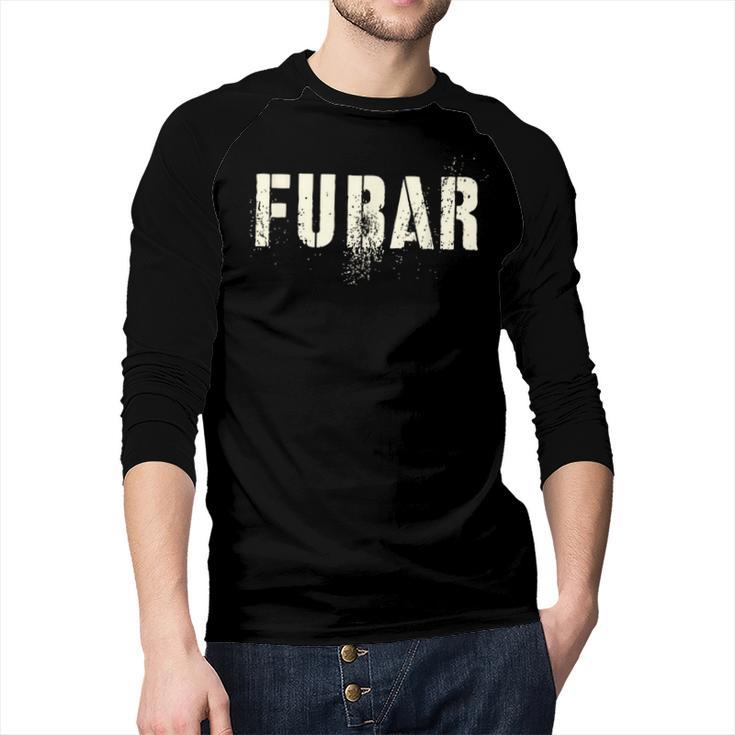 Vintage FUBAR Soldier Military Officer Vet Dad Soup Sandwich Men Baseball Raglan Shirt