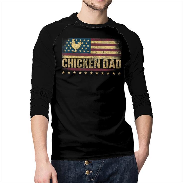 Vintage USA Flag Chicken Dad Stars Men Baseball Raglan Shirt