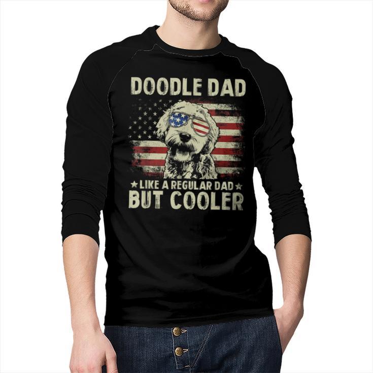 Vintage USA Flag Goldendoodle Doodle Dad Fathers Day Men Men Baseball Raglan Shirt