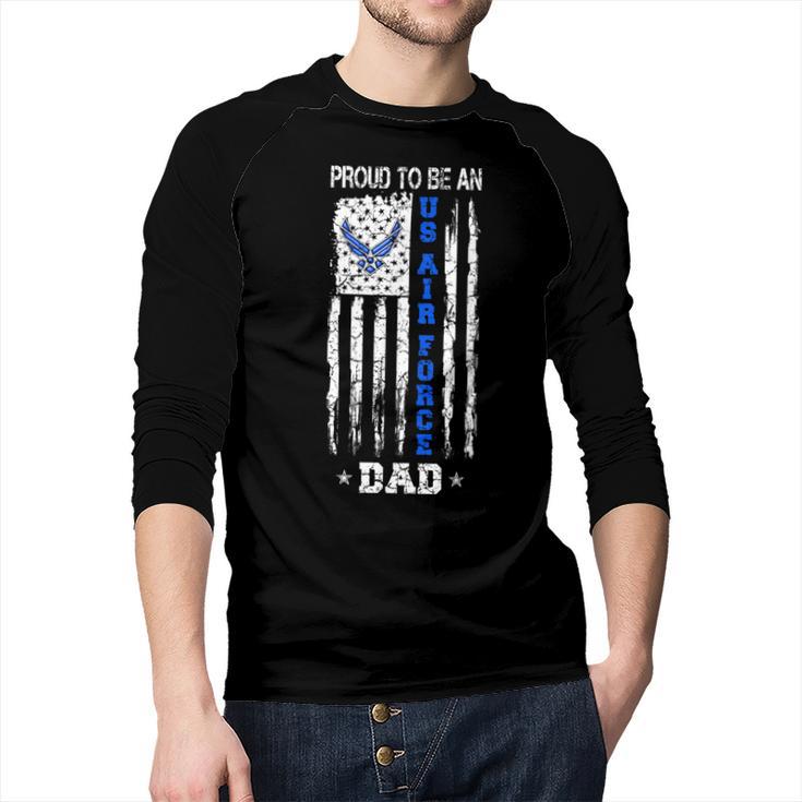 Vintage USA Flag Proud To Be An US Air Force Dad Men Baseball Raglan Shirt