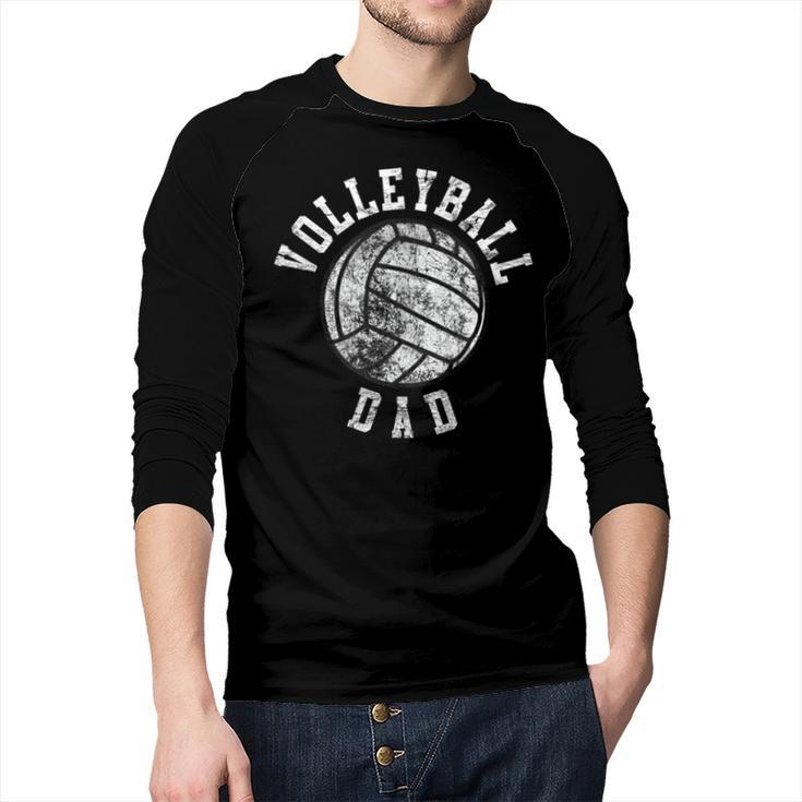 Vintage Volleyball Dad Men Baseball Raglan Shirt