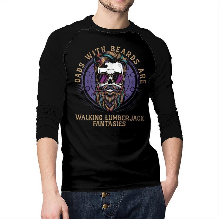 Walking Lumberjack Fantasies Dads With Beards Fantasy Art Men Baseball Raglan Shirt
