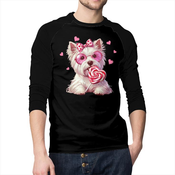Westie Dog Valentines Day Dog Mom Westie Dad Candy Sucker For Men Women Girls Kids Men Baseball Raglan Shirt