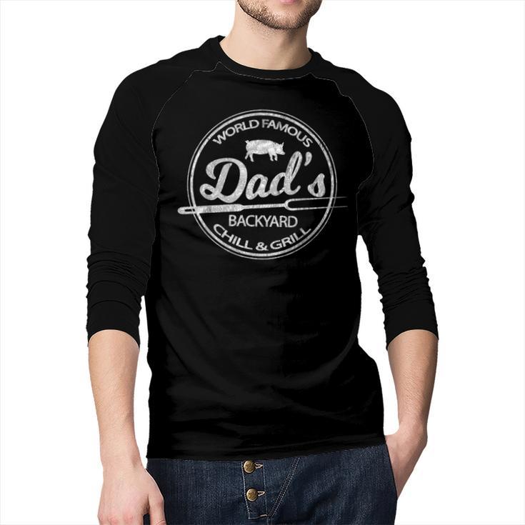 World Famous Dad's Backyard Grill & Chill BBQ T-Shirt Men Baseball Raglan Shirt