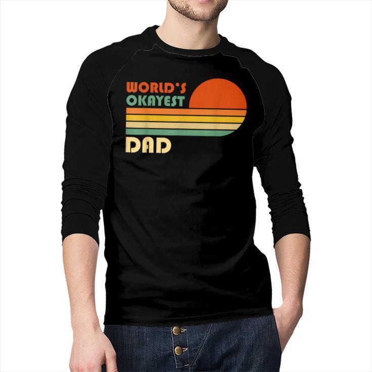 World's Okayest Dad Father Retro Vintage Men Baseball Raglan Shirt