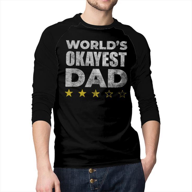 Worlds Okayest Dad Vintage Style Men Baseball Raglan Shirt