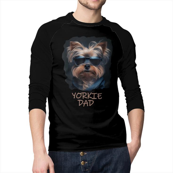 Yorkie Dad Cute Cool Dog In Sunglasses C Men Baseball Raglan Shirt