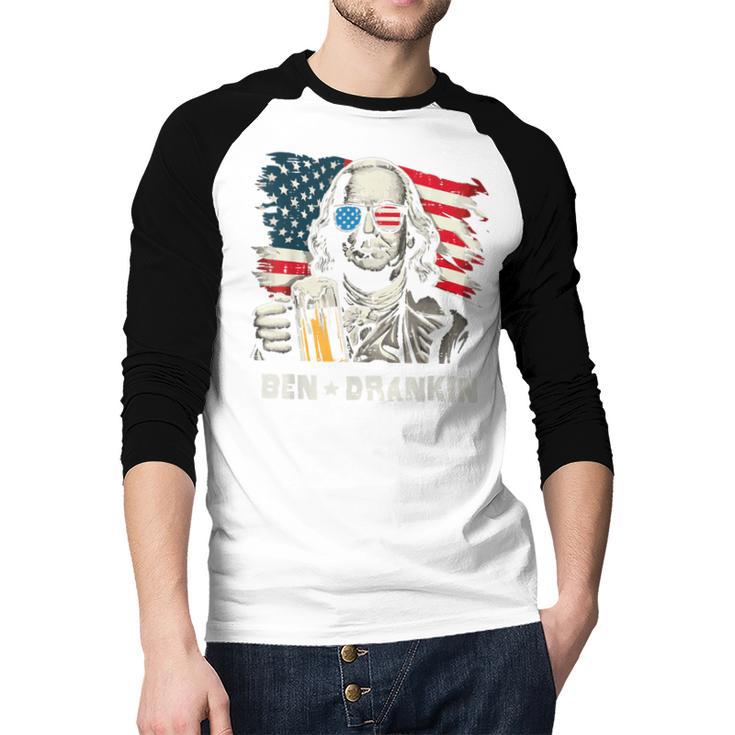 4th Of July Franklin Ben Drankin American Dad Men Women Men Baseball Raglan Shirt