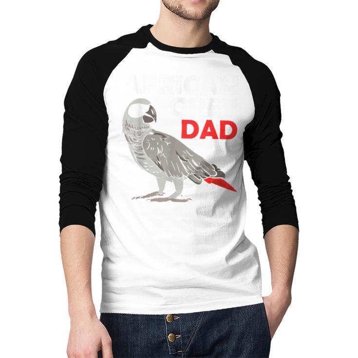 African Grey Parrot Dad Congo Bird Father Men Baseball Raglan Shirt