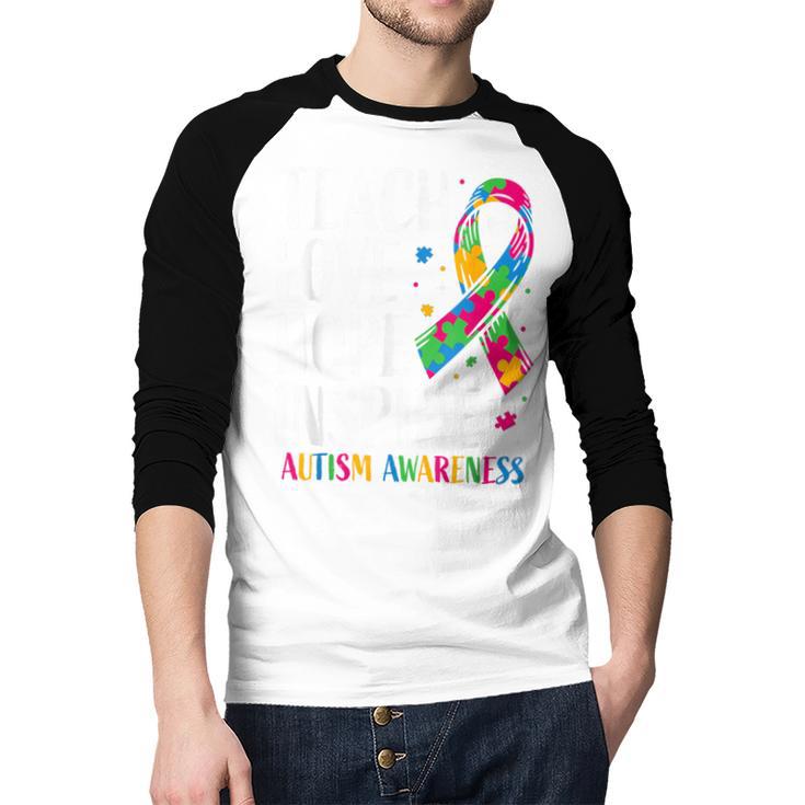 Autism Awareness Ribbon Mom Dad Kids Autistic Support Autism Men Baseball Raglan Shirt