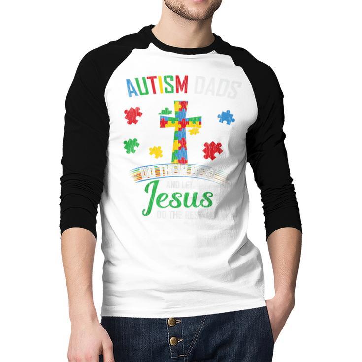 Autism Dad Son Father Autistic Kid Awareness Jesus Christian Men Baseball Raglan Shirt