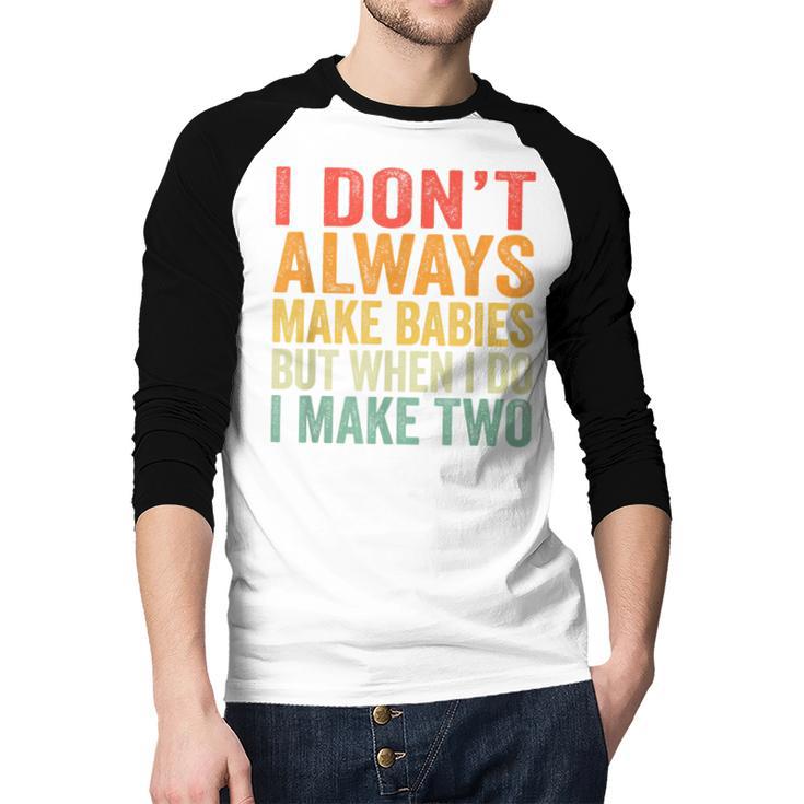 Baby Twins For Pregnant Mum Dad Men Baseball Raglan Shirt