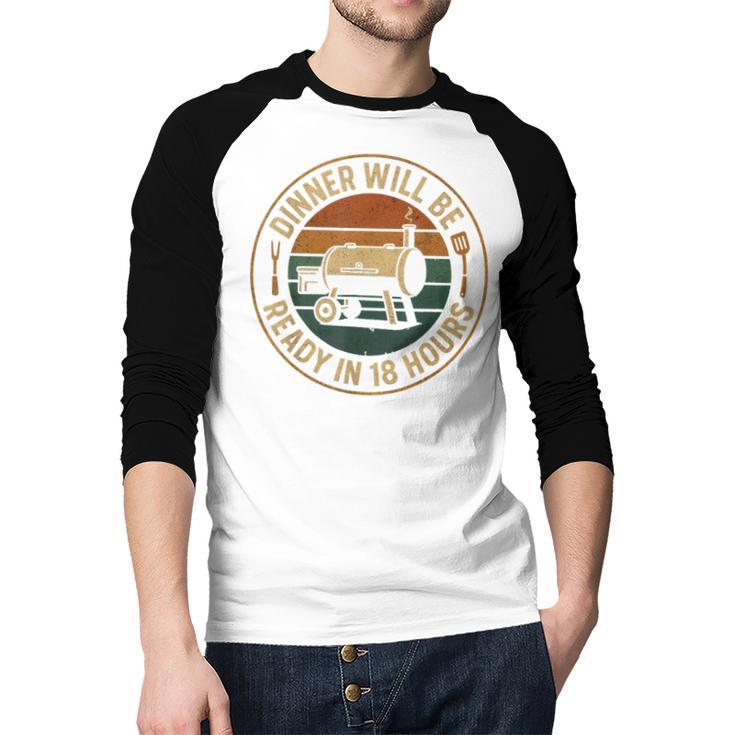 BBQ Dad Smoking Meat Smoker Barbecue Dad Men Baseball Raglan Shirt