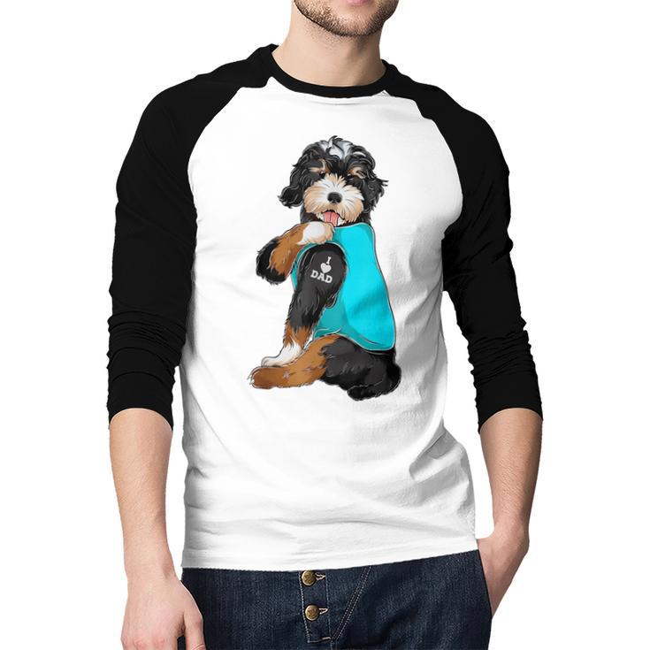 Bernedoodle I Love Dad Tattoo Apparel Dog Dad Dads Men Baseball Raglan Shirt Bernedoodle I Love Dad Tattoo Apparel Dog Dad Dads Men Baseball Raglan Shirt