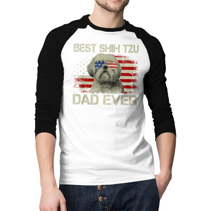 Best Shih Tzu Dad Ever Tshirt Dog Lover American Flag Men Baseball Raglan Shirt Best Shih Tzu Dad Ever Tshirt Dog Lover American Flag Men Baseball Raglan Shirt