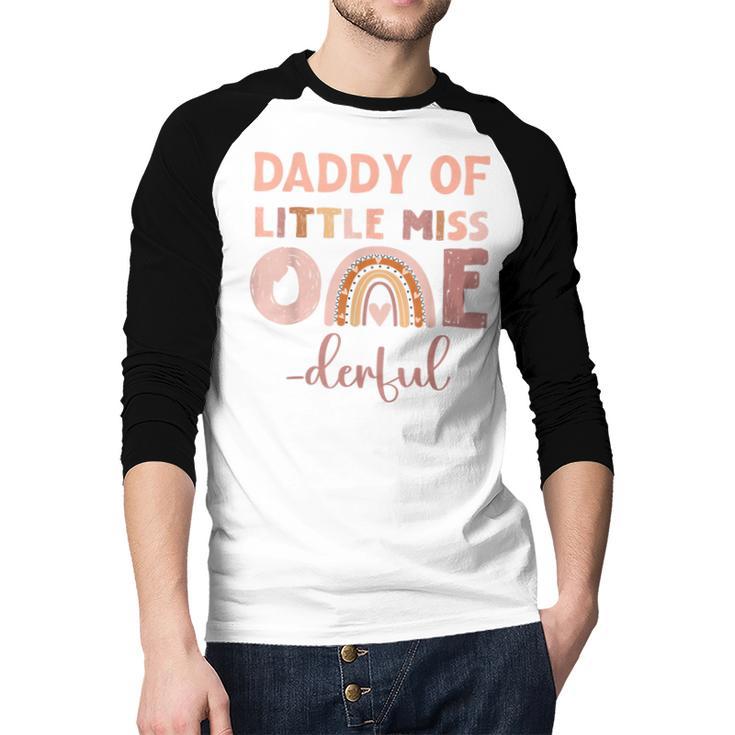 Boho Daddy Of Miss Onederful 1st Birthday Girl Cute Small Men Baseball Raglan Shirt