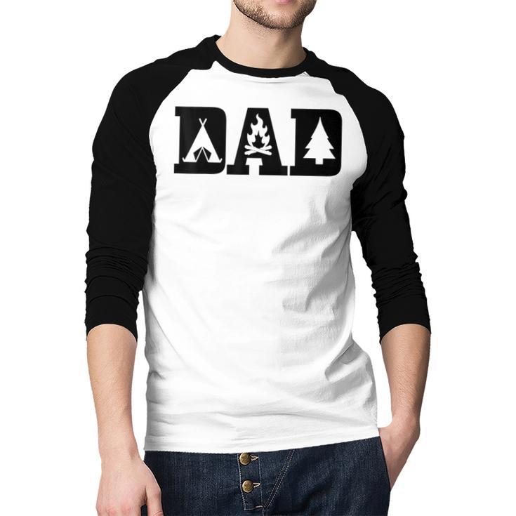 Camping Dad Father's Day Outdoor Bushcraft Camper Men Baseball Raglan Shirt