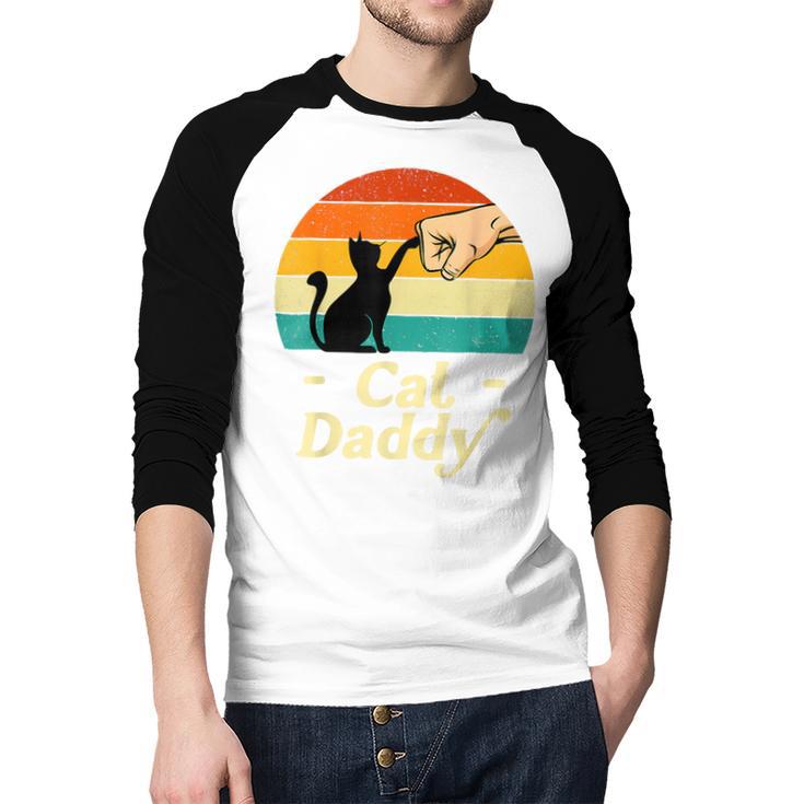 Cat Daddy Vintage Cat Lover Cat Dad Fathers Day Men Baseball Raglan Shirt