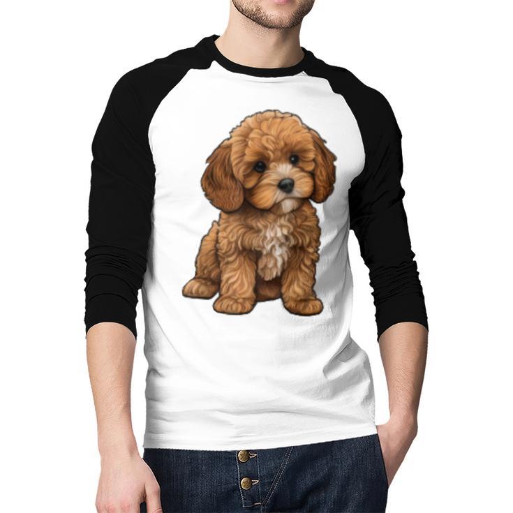 Cavapoo Breed Pet Lover Art Dog For Mom Dad Kids Men Baseball Raglan Shirt
