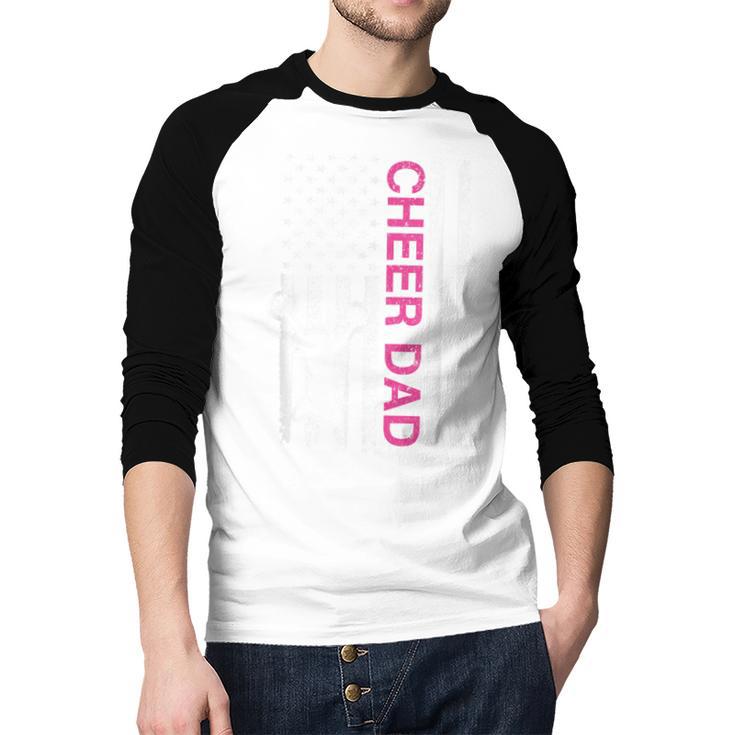 Cheer Dad Flag Pink Cheerleading Men Baseball Raglan Shirt
