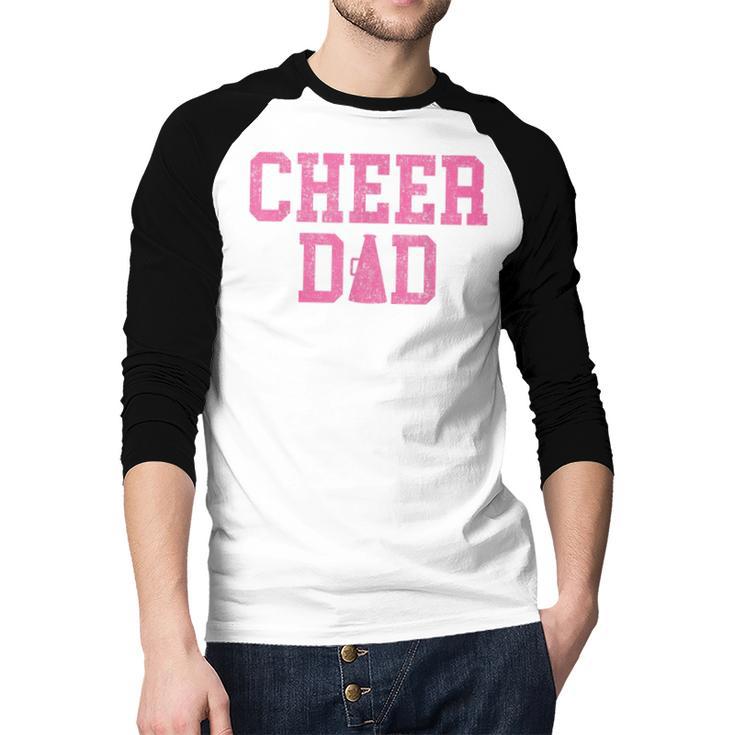 Cheer Dad Vintage Retro Cheerleading Pink Men Baseball Raglan Shirt