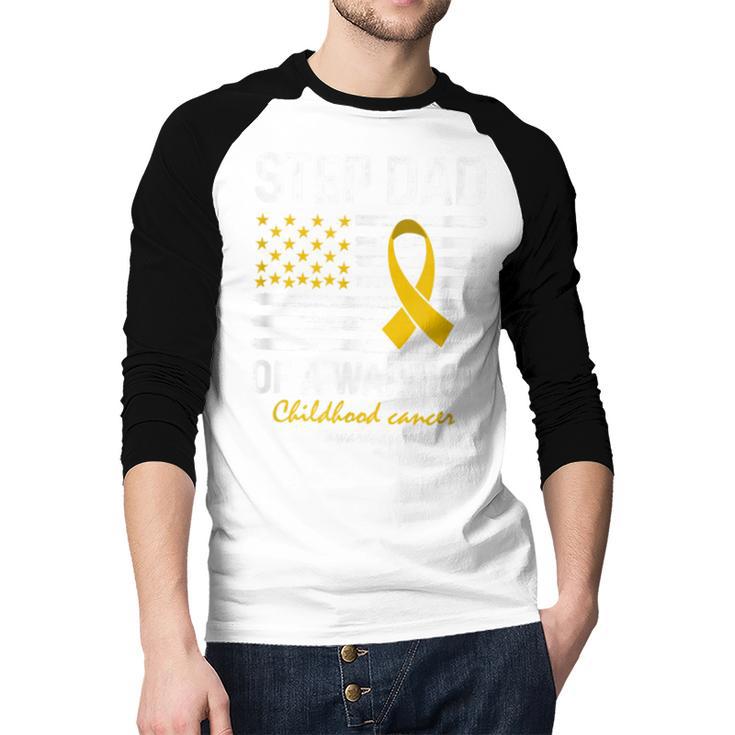 Childhood Cancer Survivor Support Step Dad Of A Warrior Men Baseball Raglan Shirt