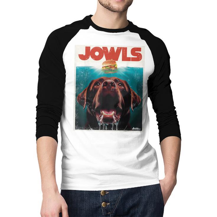 Chocolate Lab Jowls Labrador Retriever Dog Mom Dad Men Baseball Raglan Shirt